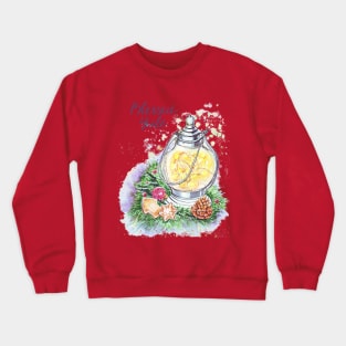 Blessed Yule: Watercolor winter solstice greeting Crewneck Sweatshirt